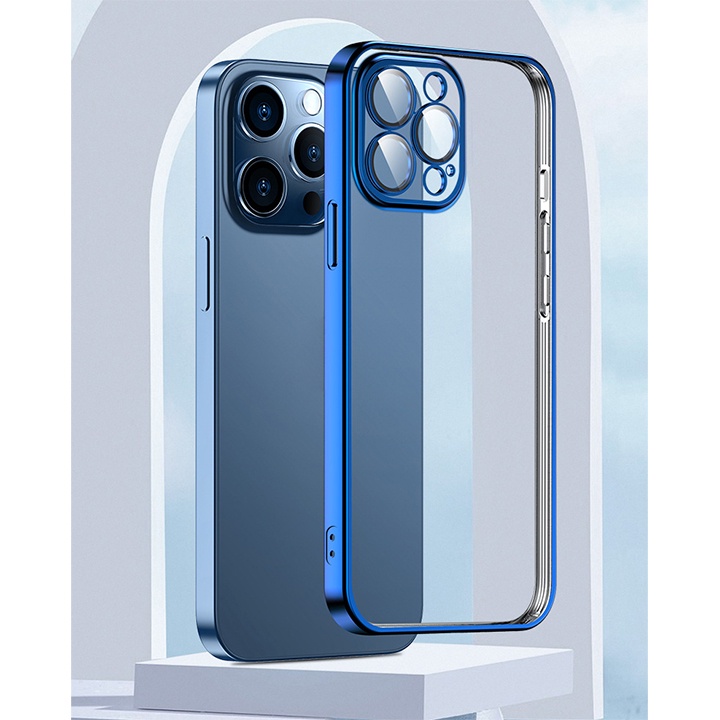 Ốp viền vuông -Tích hợp kính bảo vệ camera -Viền vuông mạ Màu"Sang Trọng" '5 Màu',Từ IPhone 7Plus -12 Pro Max Educase