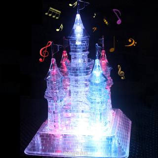 103D Crystal Castle Flashing Music Light Jigsaw Model Blocks Kid Toy