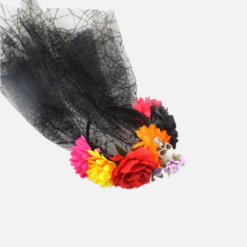 Băng Đô Mạng Nhện Phối Ren Hoa Hóa Trang Halloween