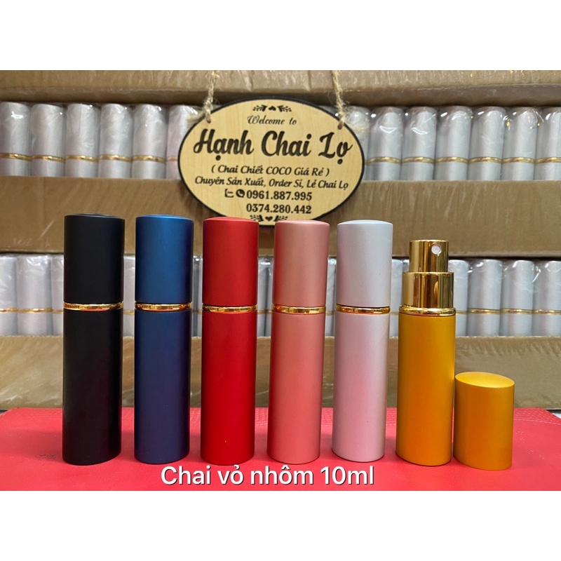 CHIẾT NƯỚC HOA 10ML vỏ nhôm, 2 lớp nhám-lọ chiết nước hoa