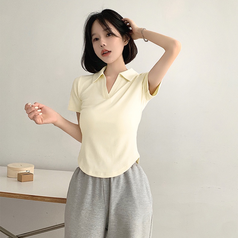 Áo Thun Cổ Polo Lệch Vai Thời Trang Mùa Hè Dành Cho Nữ