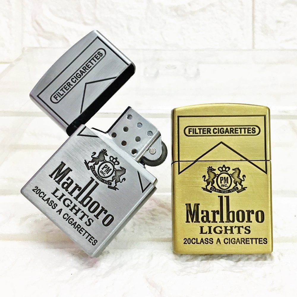 Vỏ Bật Lửa Zippo Khắc Logo Marlboro đồng khối, chắn gió tốt - Hột quet độc lạ TANY SHOP ZPR03