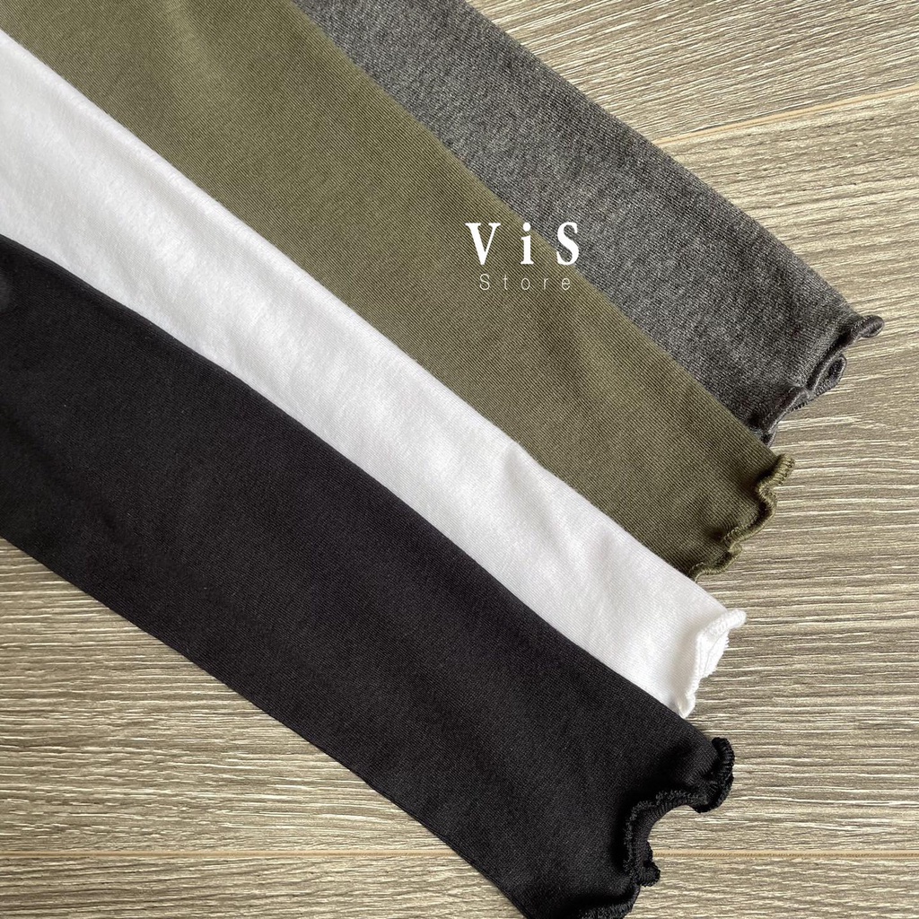 Áo thun gân nữ tay dài nút