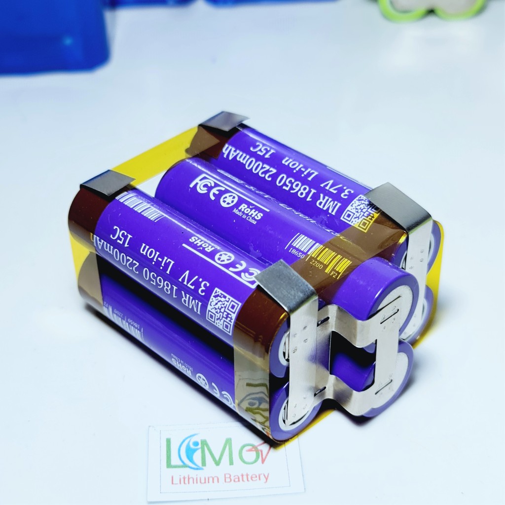 Khối pin máy khoan Ryobi Cids 4400mah đóng sẵn, dòng xả khối pin cao 40A-60A chưa có mạch bảo vệ Lithium 3S