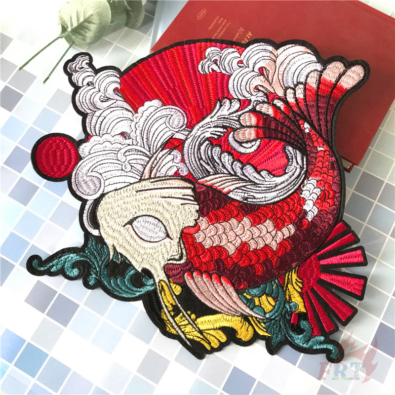 Miếng ủi vá quần áo hình cá koi phong cách Nhật Bản