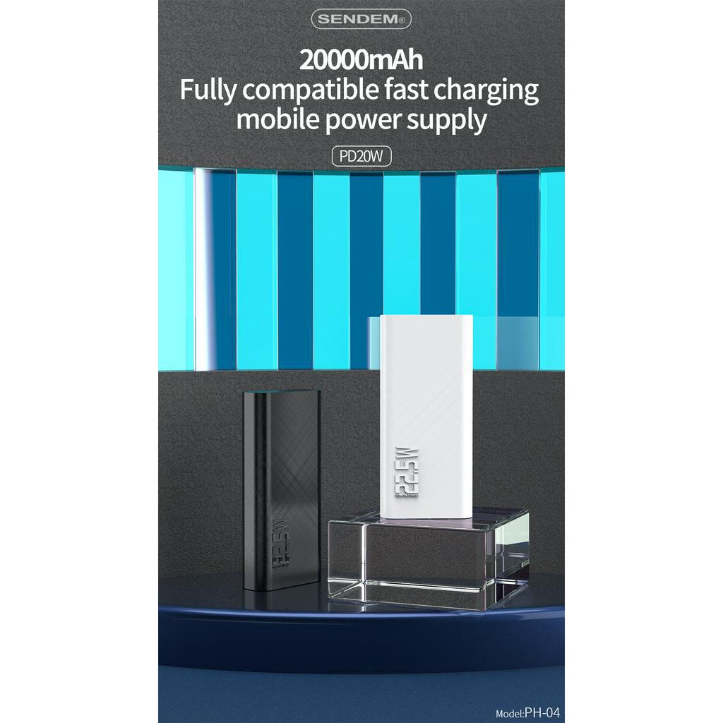 Sạc dự phòng Sendem PH04 20000Mah sạc nhanh PD22.5W