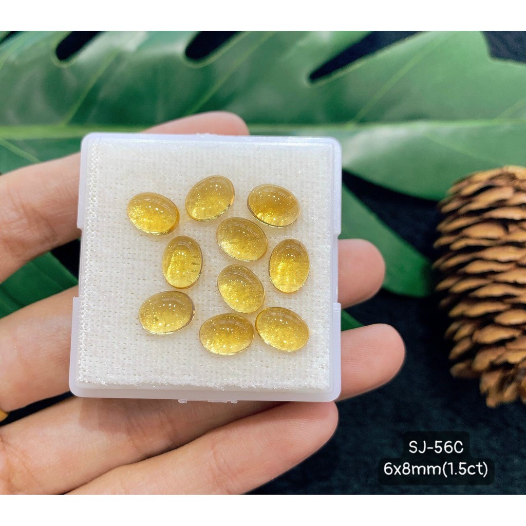 Mặt Đá Mài Láng Citrine, Amethyst và Moonstone Oval 6*8mm-8*10mm