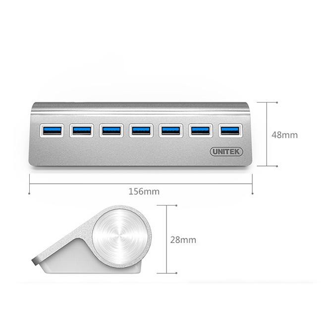 [Mã 267ELSALE hoàn 7% đơn 300K] HUB chia USB 3.0 Unitek Y-3187 ra 7 cổng USB kiêm hub sạc- hỗ trợ tốc độ lên đến 5Gbps