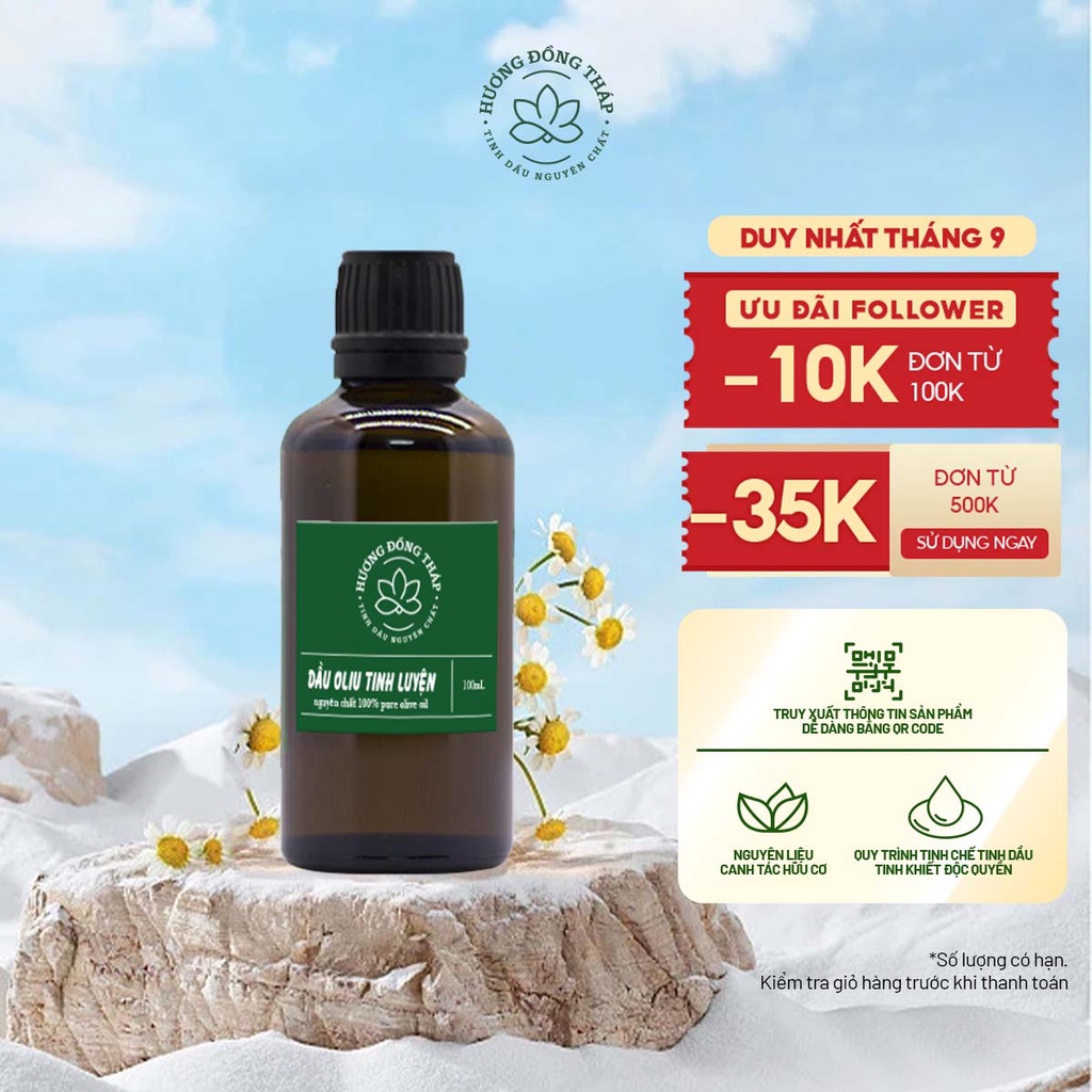 Dầu Olive Hữu Cơ Tinh Luyện Hương Đồng Tháp - Tinh Dầu Nguyên Chất 1000ml - Nhập Khẩu Pháp