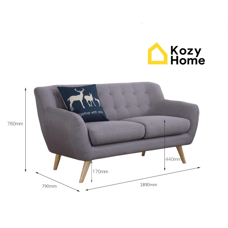 Ghế Sofa Đôi  KOZY HOME Cao Cấp Sang Trọng - Kiểu Dáng Hiện Đại - Chất Liệu Nỉ Cao Cấp - Bảo Hành 1 Đổi 1