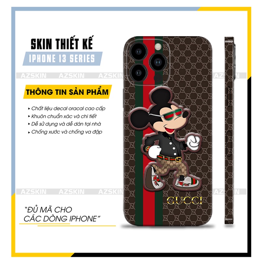 Miếng Dán Skin Chuột Gucci 13 Mini - 13 Pro Max |SK_IPLB97| Chất Liệu Nhập Khẩu, In Siêu Nét, Cắt CNC, Dán Lưng Viền Máy