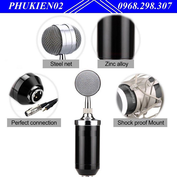 Mic thu âm BM-8000 hát Karaoke chuyên nghiệp trên Máy tính, Điện thoại