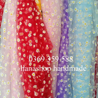 Vải Voan Lưới Hoa Cúc Đẹp