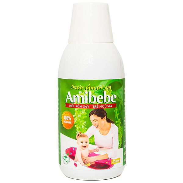 Nước tắm Amibebe 250ml ngừa rôm sẩy, mụn nhọt cho trẻ - nước tắm thảo dược an toàn cho bé