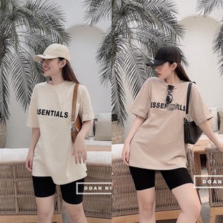 Set áo thun chữ form rộng kèm quần legging ngố nữ đen