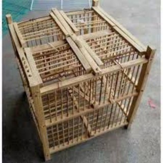 Lồng bẫy chim khuyên tre 4 cửa siêu nhạy 27x27