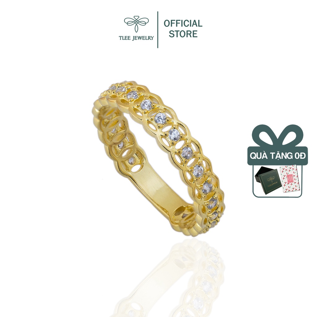 Nhẫn bạc nữ TLEE kim tiền mạ vàng 14k nạm đá xung quanh cao cấp TleeJewelry A0143