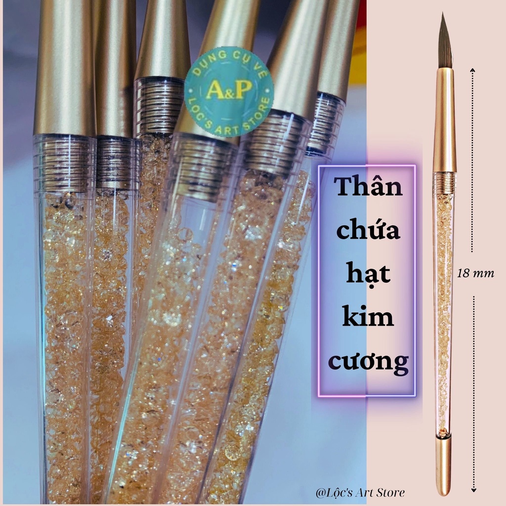 [Lộc's Art Store] Cọ Nhọn Kim Cương Lông Hỗn Hợp Thân nhựa trong