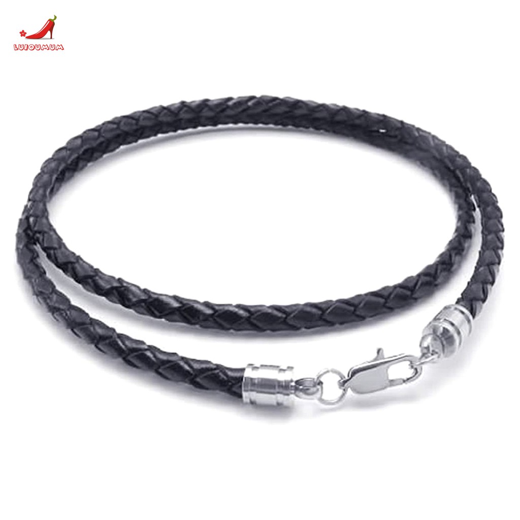 Dây chuyền da phối mặt tròn thời trang nam tính