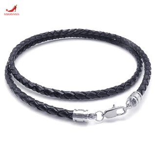 Dây chuyền da phối mặt tròn thời trang nam tính