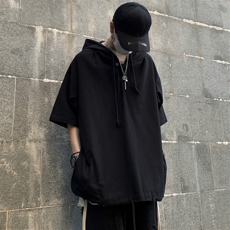 Áo hoodie tay ngắn dáng rộng thời trang cho nam | BigBuy360 - bigbuy360.vn