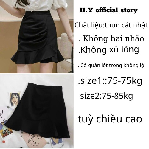 Chân váy đuôi cá nhún bèo nữ cao cấp dáng ngắn có quần lót trong bigsize từ 60-85kg | BigBuy360 - bigbuy360.vn