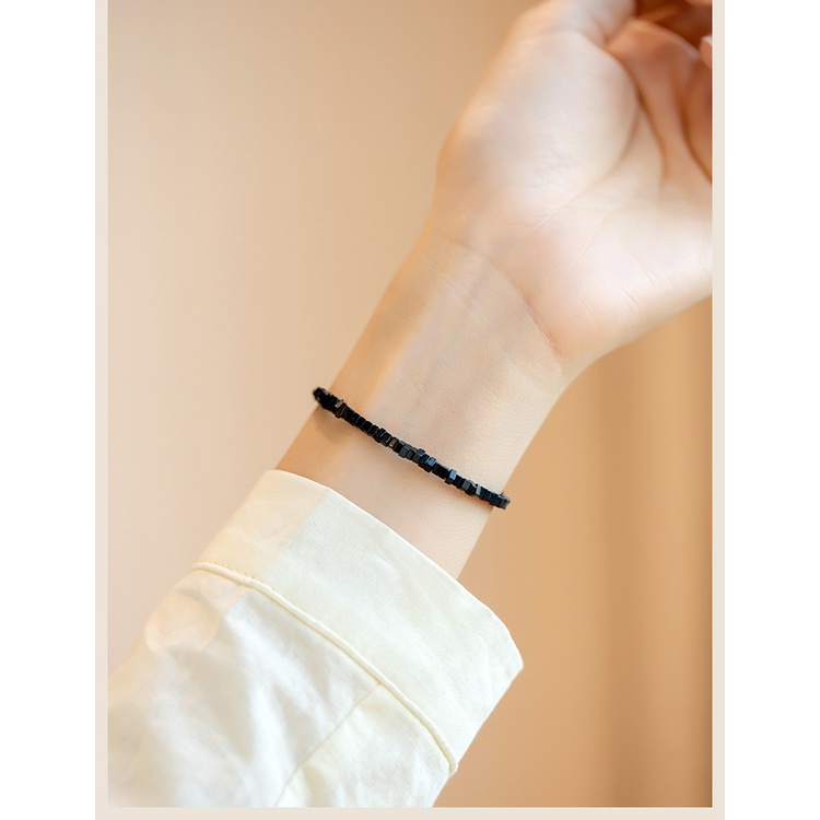 [Hàng Mới Về] Vòng Tay Đính Đá Đen Phong Cách Retro Cá Tính Thời Trang Mùa Hè