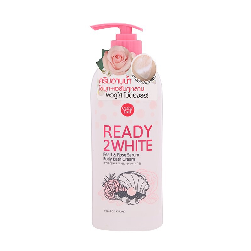 Sữa tắm cao cấp trắng da tinh chất ngọc trai hoa hồng Ready 2 White Cathy doll 500ml Thái Lan