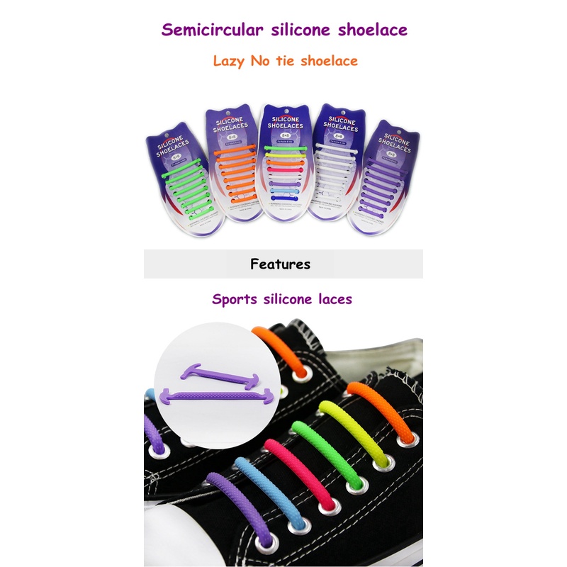 Set 16 Dây Giày Silicone Co Giãn Không Cần Buộc Tiện Lợi