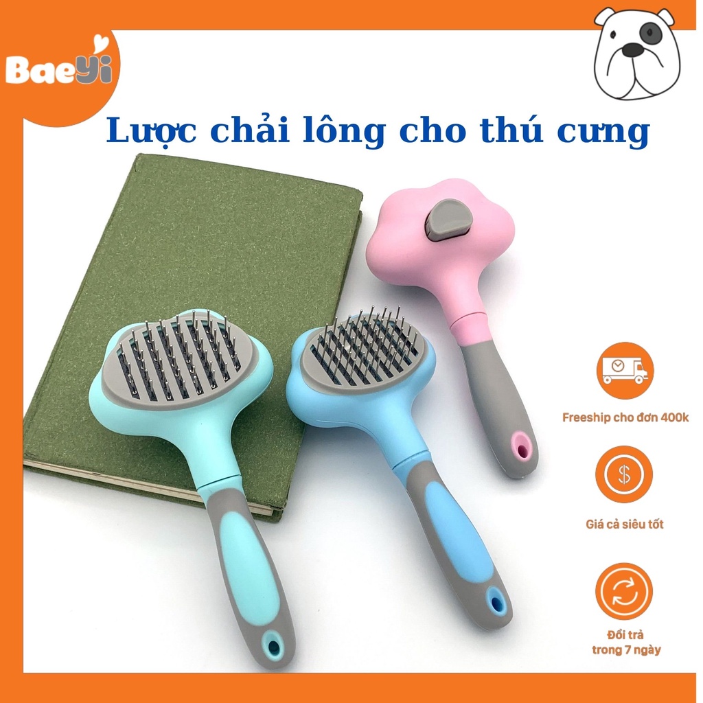 Lược chải lông chó mèo, lược chải lông cho thú cưng thương hiệu BaeYi, chất nhựa dẻo, chăm sóc thú cưng L01