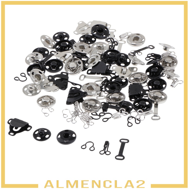 [ALMENCLA2] 50 Sets Sew-on Hook and Eye Fasteners Closure Press Snap Buttons DIY Sewing