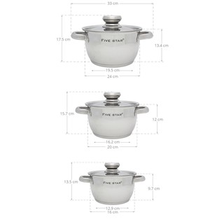 Bộ Nồi Inox Cao Cấp Five Star Cool 3 chiếc