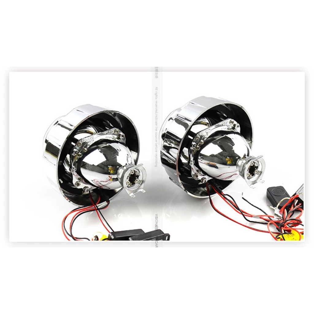 Bộ 2 gương cầu 2.5 2 viền vuông sáng 6000k 12v 55W