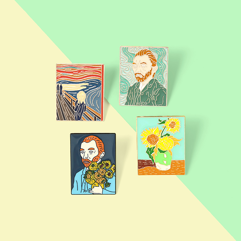 Ghim Cài Áo Tráng Men Hình Tranh Sơn Dầu Hình Hoa Hướng Dương Van Gogh Van Gogh Thích Hợp Làm Quà Tặng Cho Bạn Bè