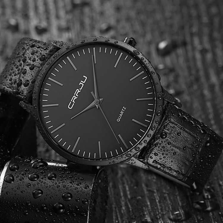 Đồng Hồ CRRJU 2117L Cho Nam Dây Đeo Da Siêu Mỏng Chống Thấm Nước Đơn Giản