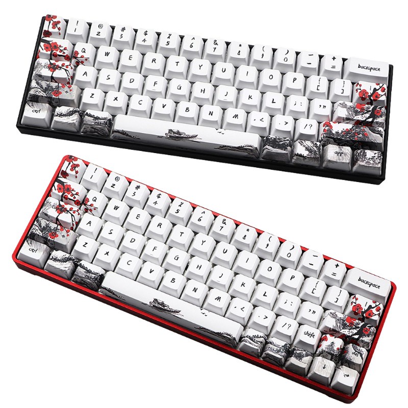 Nút Bàn Phím Cơ 71 Phím Họa Tiết Hoa Anh Đào Cho Gh60 Xd64 Dz60 Gk61 Gk64