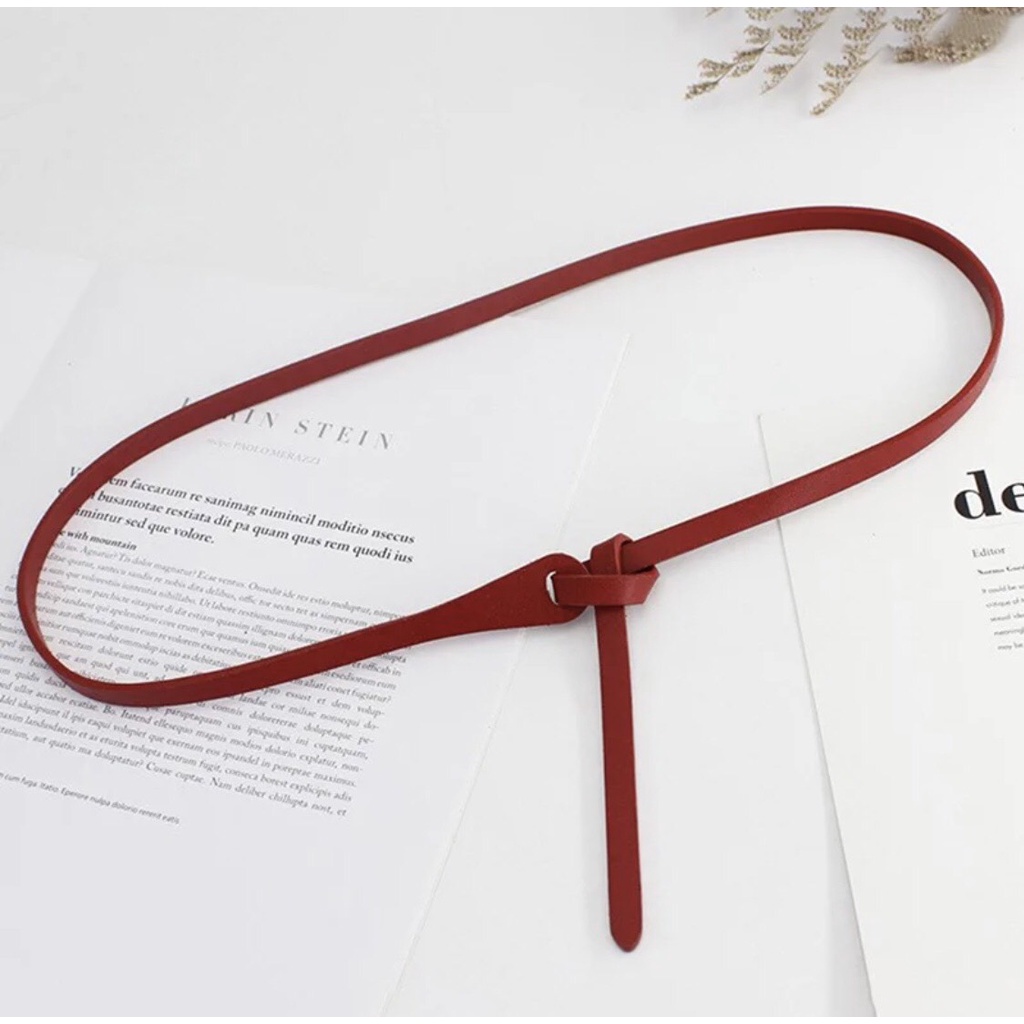 Đai váy belt áo da bản nhỏ 1cm xinh xắn kiểu dáng thắt nút mới cá tính