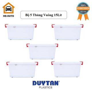 Bộ 5 Thùng Nhựa Đựng Đồ Duy Tân Có Bánh Xe 15L (44 x 31 x 21 cm) No.749