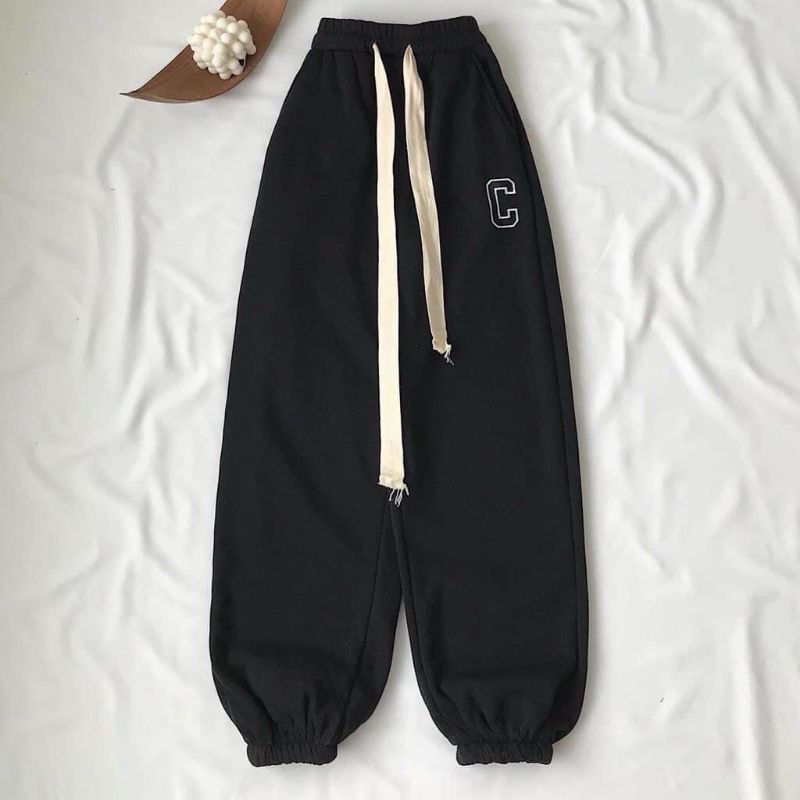 Quần ống rộng jogger nữ unisex giá rẻ vải thun chất nỉ cotton dày dặn nỉ dáng bomber mặc hè thu đông