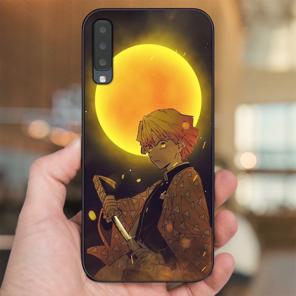 Ốp lưng Samsung A7 2018 viền đen in hình Zenitsu Kimetsu no Yaiba