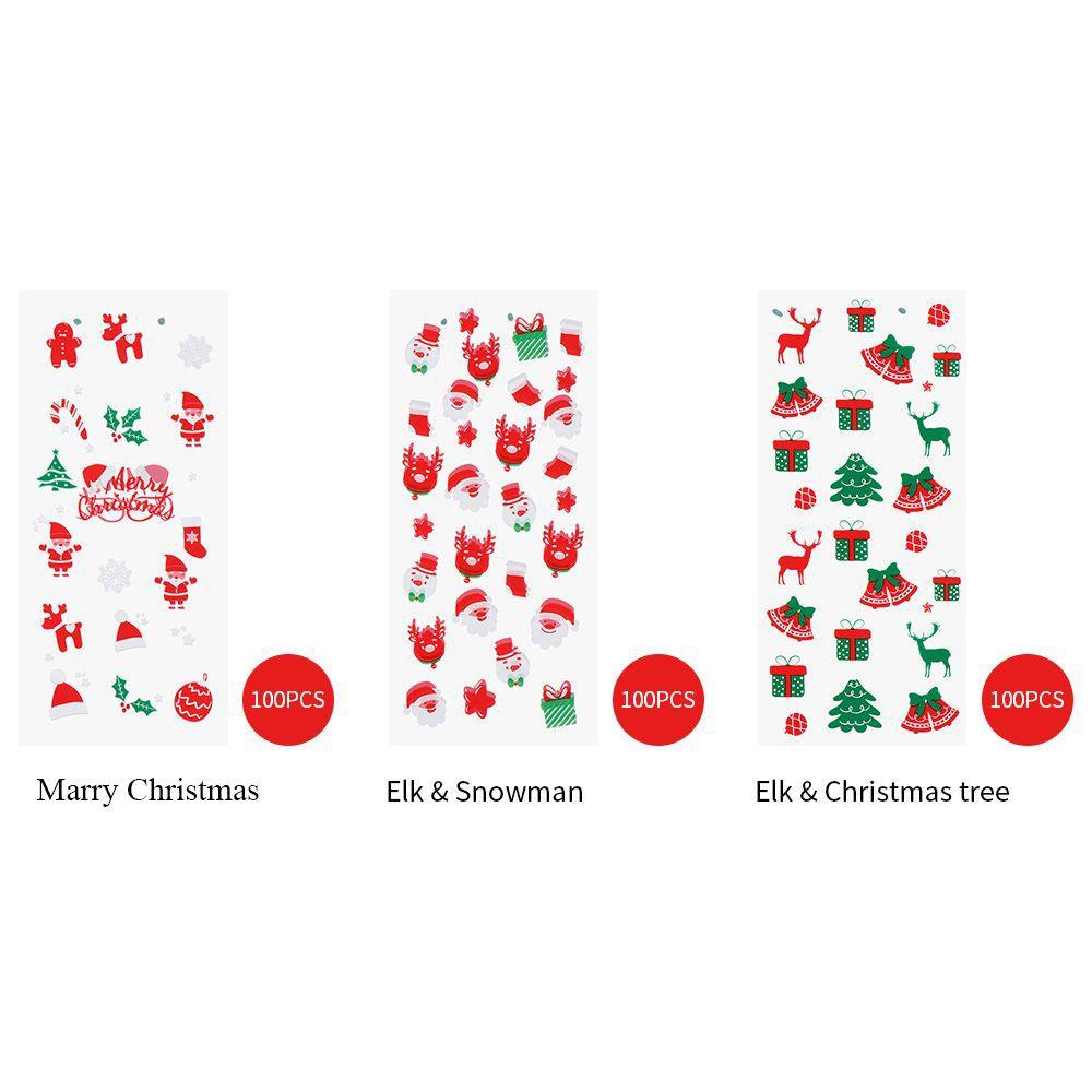 Set 100 Túi Đựng Kẹo Dây Rút In Họa Tiết Hoạt Hình Giáng Sinh