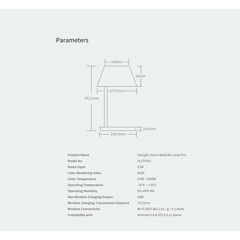 Đèn bàn đèn ngủ đế sạc điện thoại không dây LED thông minh Yeelight Xiaomi, 3 chế độ màu ánh sáng, YLCT03YL, SHS Vietnam