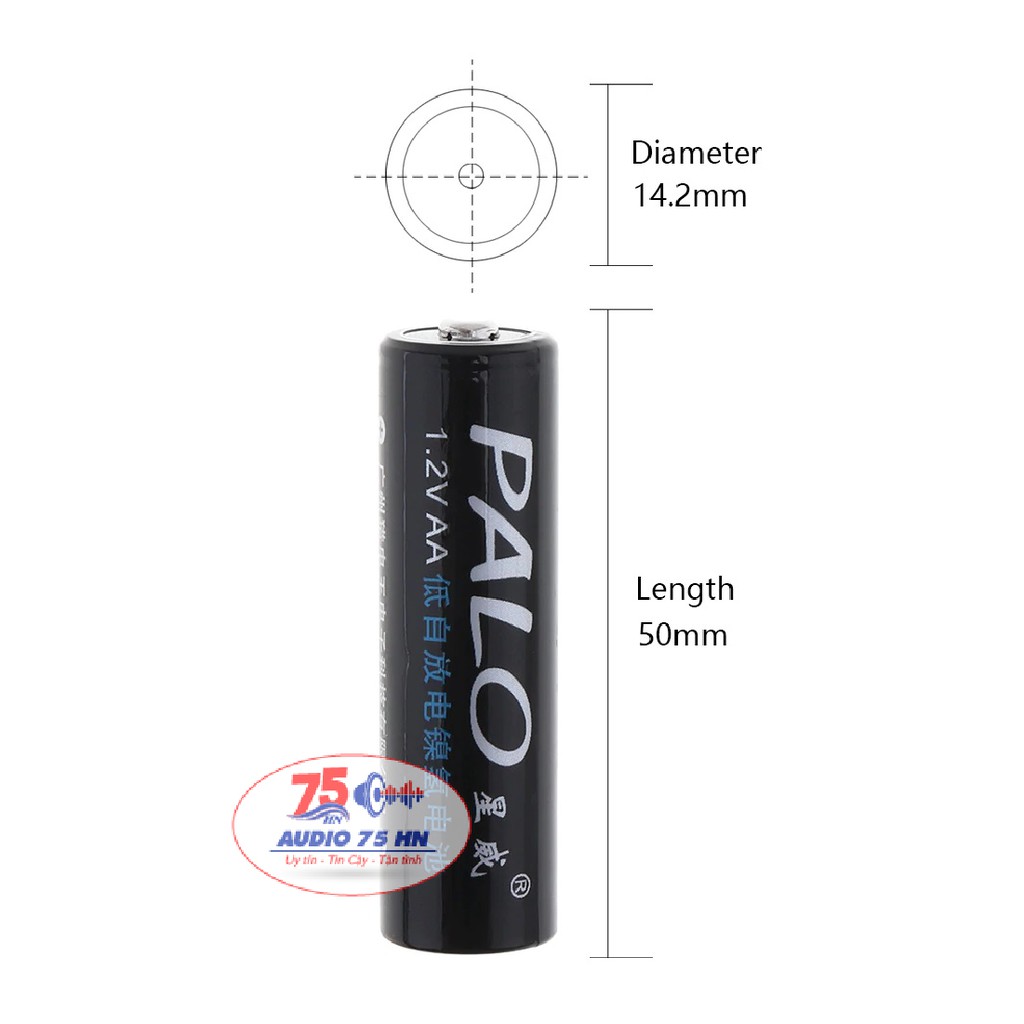 Bộ 04 viên Pin sạc Palo 3000mAh AA màu đen, pin Ni-mh dung lượng cao dùng cho mic karaoke ,máy đo huyết áp,đồ chơi ...