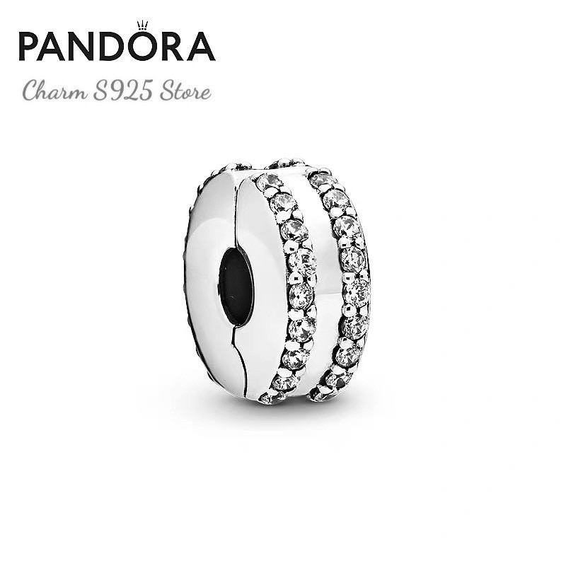 combo bộ vòng tay pan Ale khoá T mix 4 hạt charm tim hoa hồng bạc s925