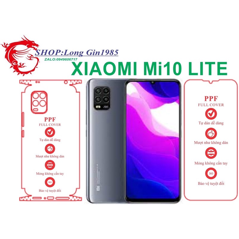 Xiaomi Mi10 Lite miếng dán trong Ppf mặt sau và mặt trước chống va đập chống trầy xước