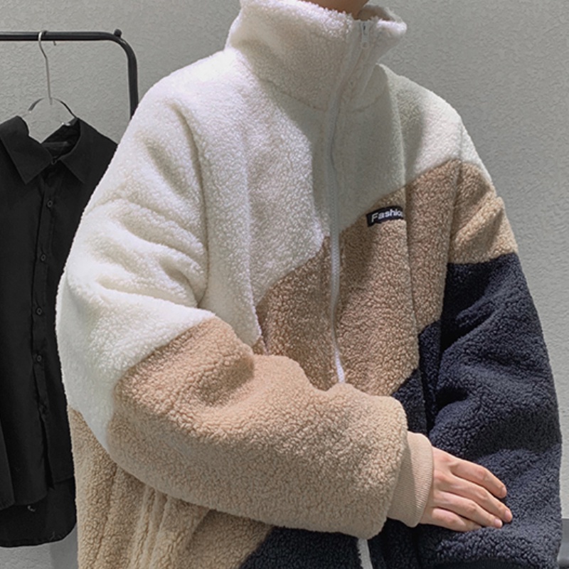 Áo khoác cổ đứng bằng vải Cashmere dày dặn thời trang cho nam