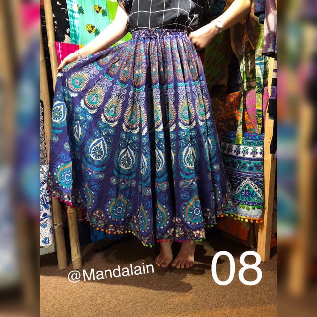 Chân váy Thổ cẩm Đuôi công Mandala Ấn Độ 100% cotton sỉ và lẻ