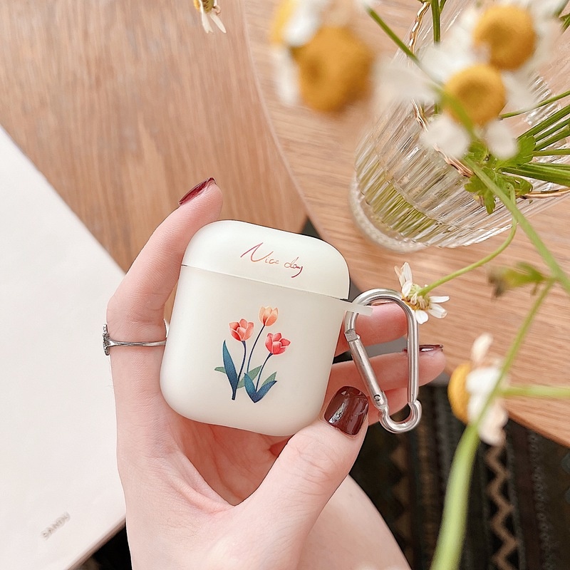 Vỏ Bảo Vệ Hộp Sạc Tai Nghe AirPods 1 2 Pro Bằng Silicon Trong Suốt Dạ Quang Họa Tiết Hoa Nhiều Màu Tùy Chọn