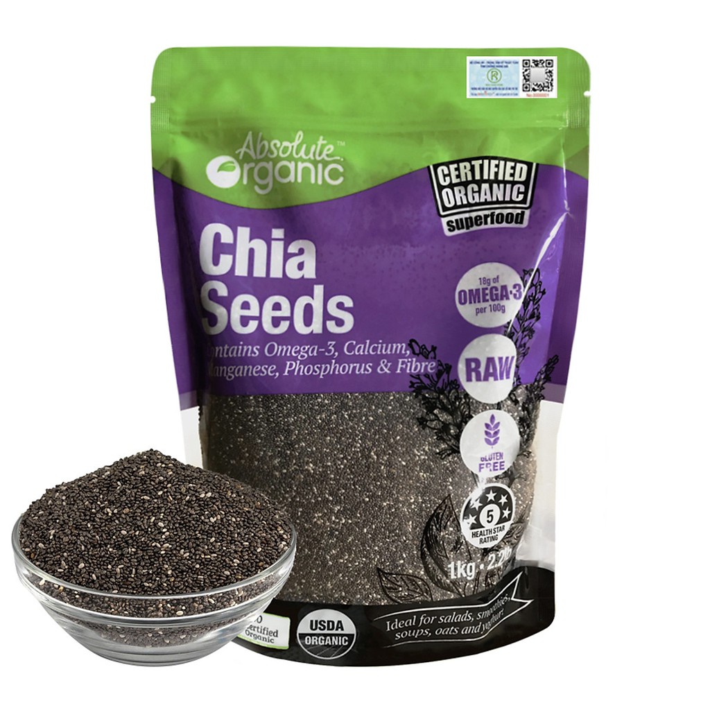 Hạt chia tím, hạt chia giảm cân úc 1kg chính hãng, tặng kèm thực đơn giảm cân sau 2 tuần - HCT