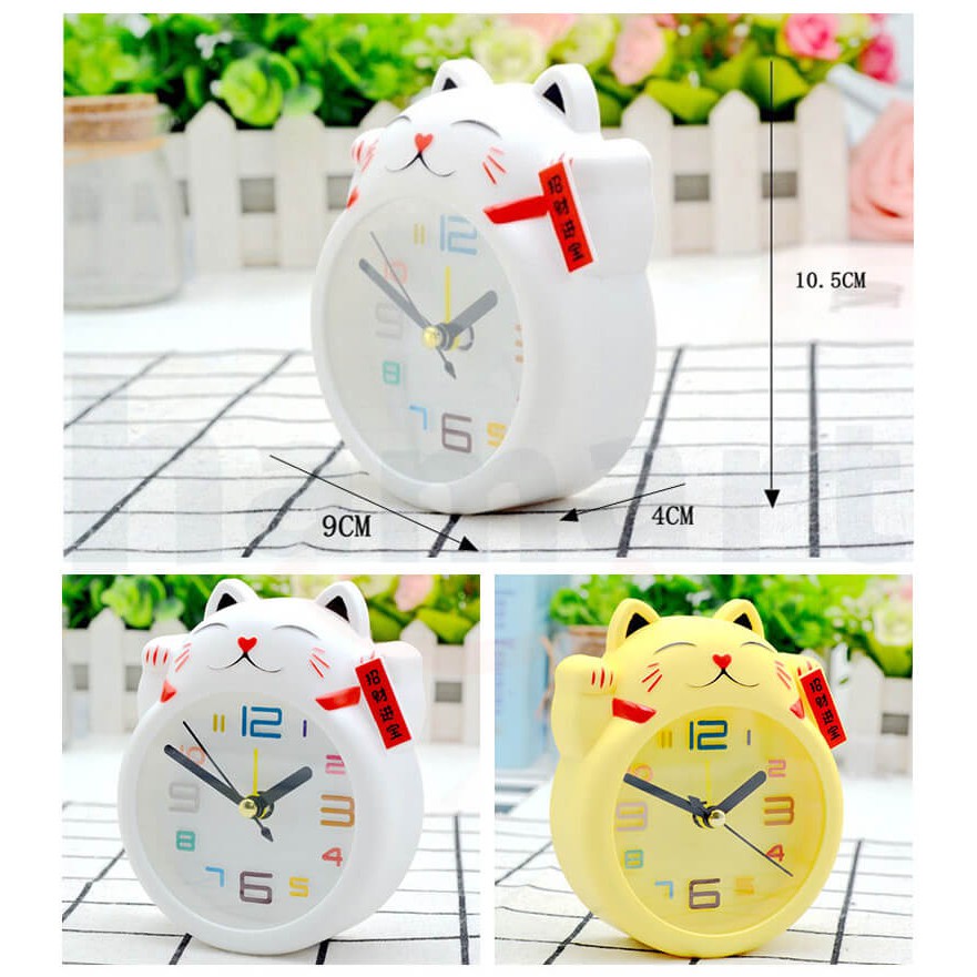 Đồng Hồ Báo Thức Để Bàn Đồng Hồ Báo Thức Mini Mèo Thần Tài Cute [2 MÀU TUỲ CHỌN]